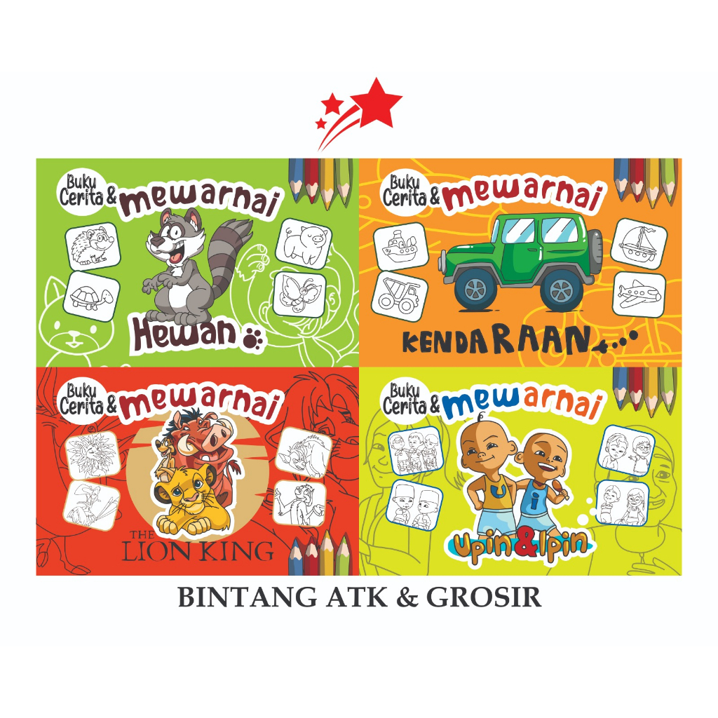 

Buku Cerita Dan Mewarnai Bintang 8 Serie Gambar// BW JUMBO BINTANG// Satuan