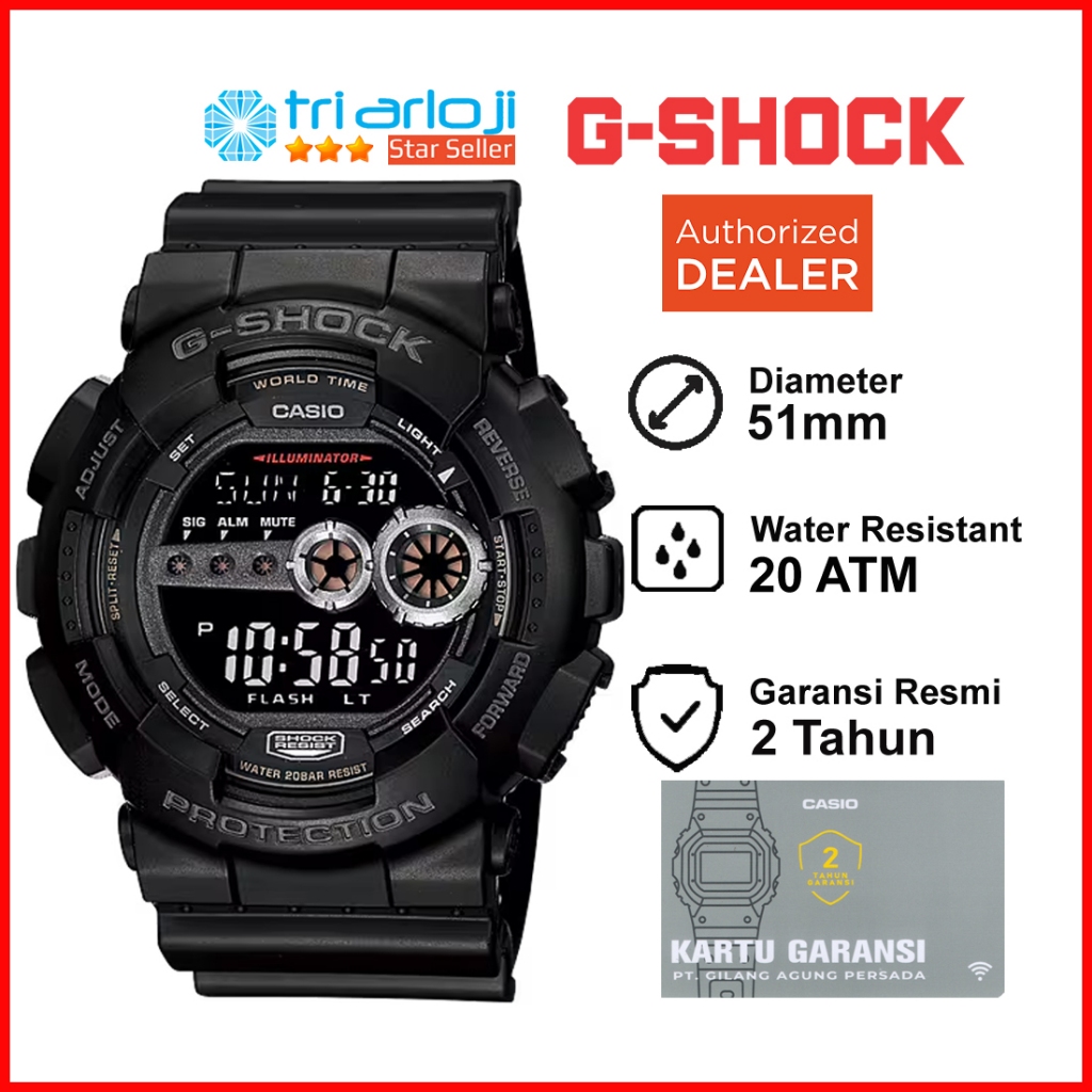 Casio G-Shock GD-100-1BDR Jam Tangan Pria GSHOCK GD100 GD-100-1B GD-100 GD100 GD-100-1 Hitam