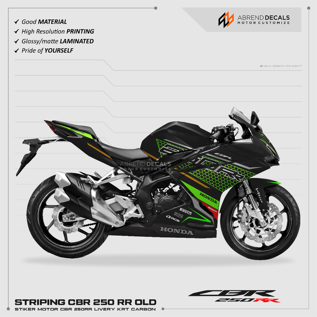 STRIPE CBR 250 RR OLD LIVERY KRT CARBON / STIKER MOTOR HONDA CBR 250RR / STRIPING CBR 250 RR DECAL