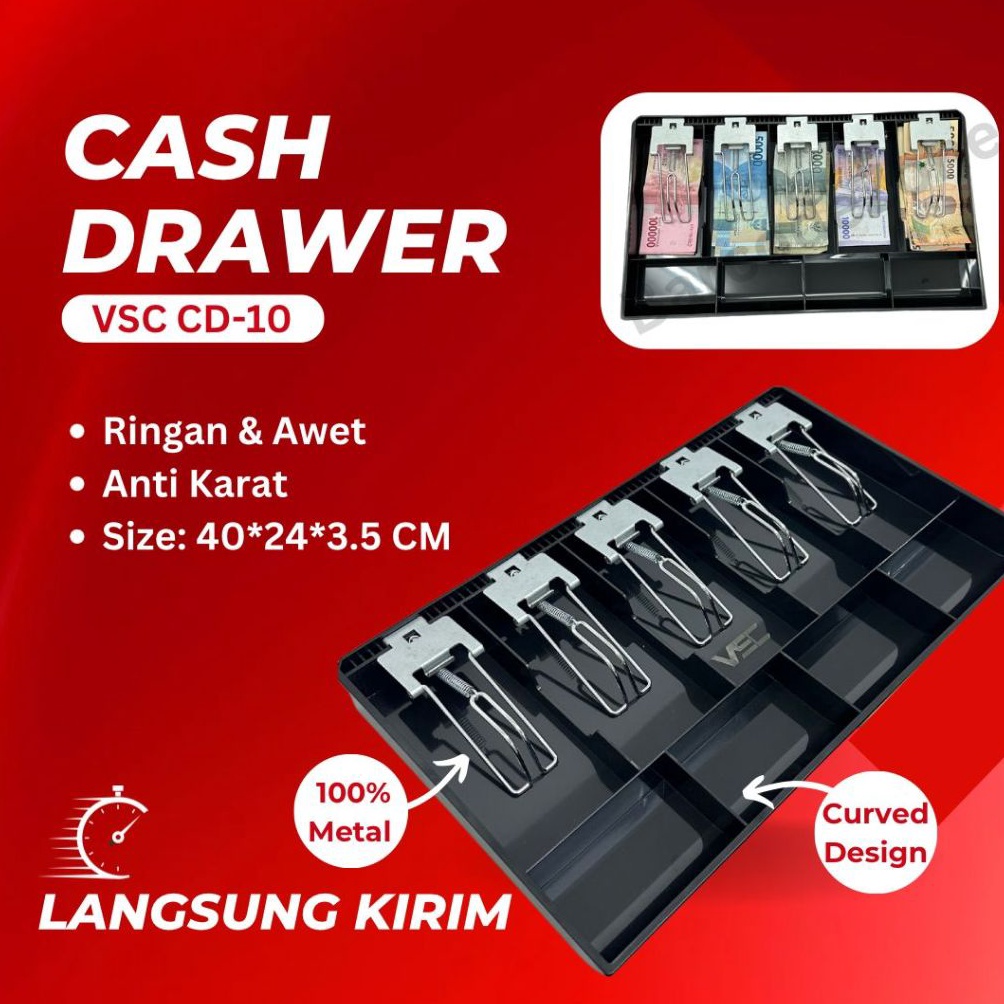 VSC CD1 LACI UANG KASIR  MONEY CASH TRAY 5 SEKAT CASH DRAWER LACI KASIR LACI UANG FULL METAL PENJEPI