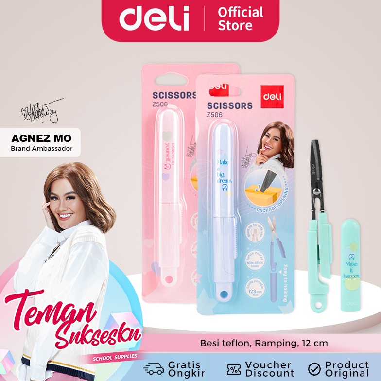 

KODE Q67S DELI X AGNEZ MO Deli Portable Scissor Gunting Portabel Lucu Besi Teflon CZ56