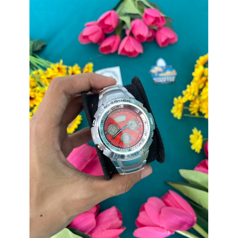 Casio G-Shock G-7010 Stainless Digital & Analog Silver Red Series Original (Second)