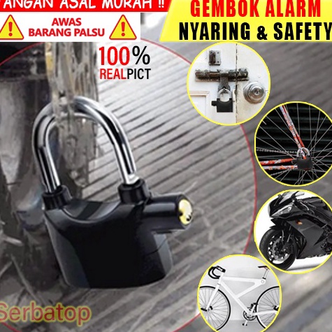 KODE O62C Gembok Alarm Anti Maling Anti Pencuri Ring Panjang Pengaman Motor Alarm gembok motor anti 