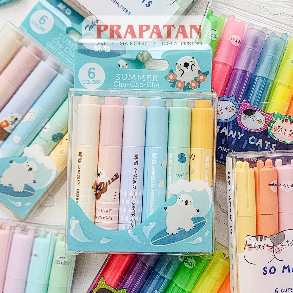 

KODE W37O MG So Many Cats Cute Mini Highlighters 6C Penanda Warna