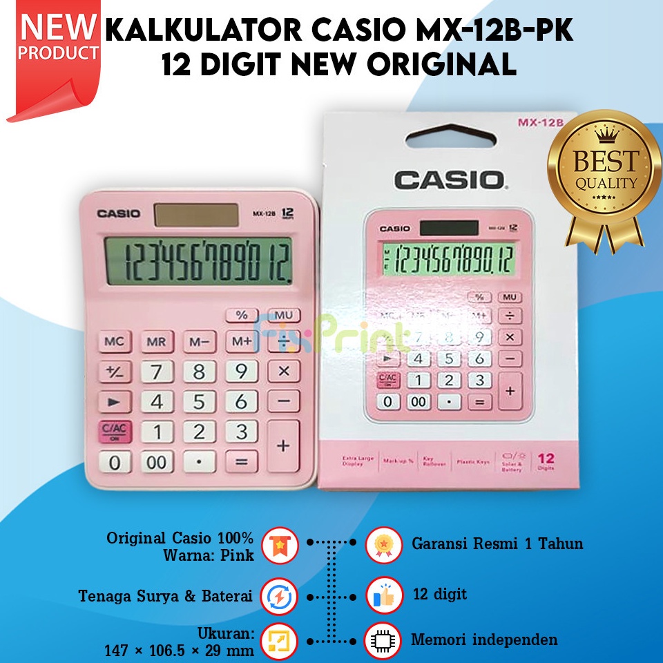 

KODE G8D Kalkulator Casio MX 12B Calculator MX12B Desktop 12 Digit Kalkulator Lucu Pink Biru Muda Putih Hitam