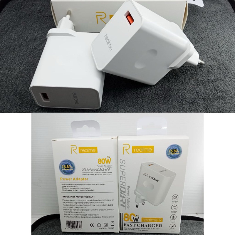 BATOK CHARGER REALME 9 80W FAST CHARGING POWER ADAPTER/KEPALA CHARGER REALME