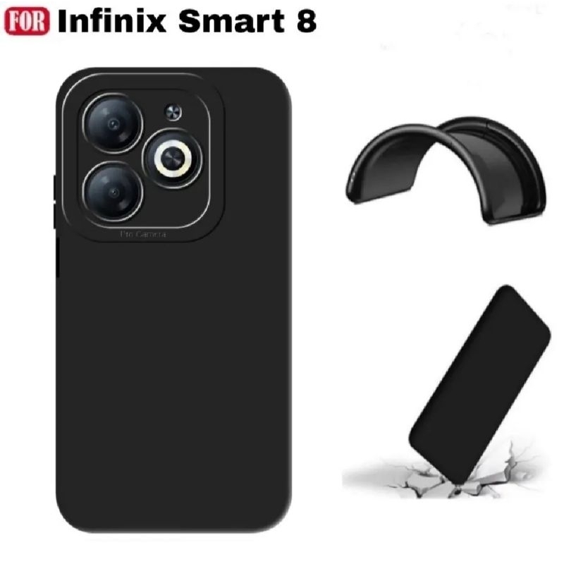 Softcase Black Matte Case Infinix Smart 8 / Smart 8 Pro Silikon Hitam Polos Harga Murah