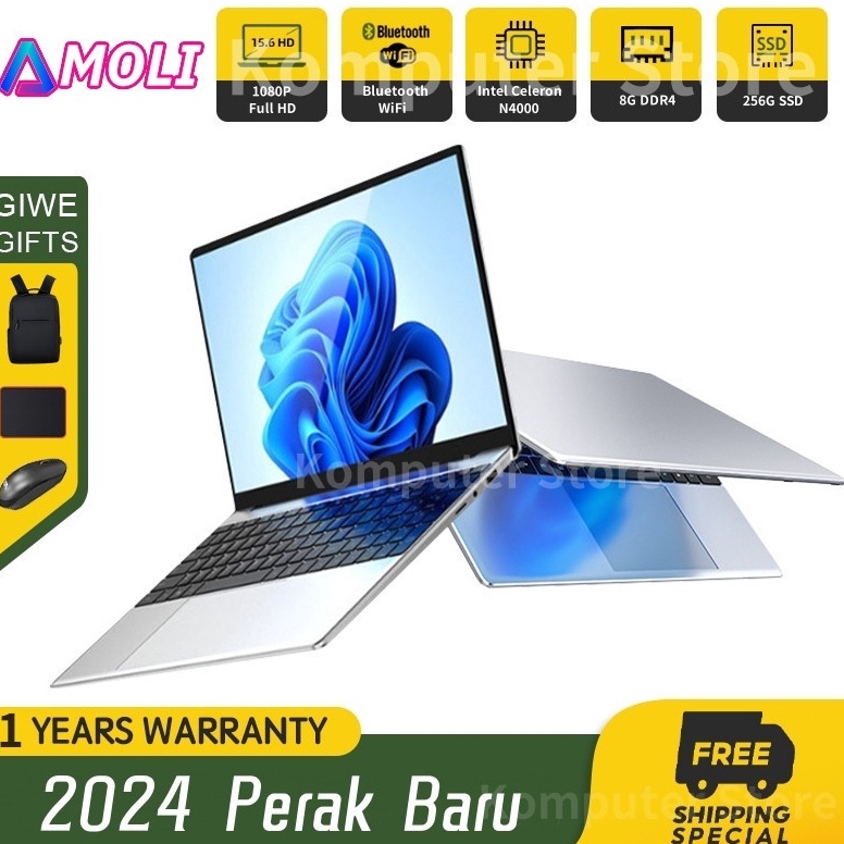 AMOLITop1 jaminan kualitasLaptop Baru Intel J4125 156 inci FHD 192x18 IPS RAM 12GB512GB SSD Instalas