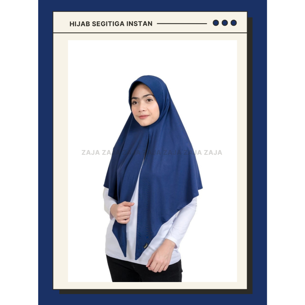 Zaja - Hijab Segitiga Instan Pet Tebal Bergo Instan Premium Size L Model Belah Tengah