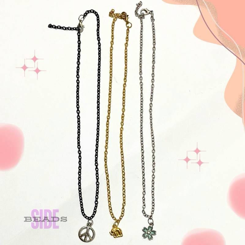 kalung rante korean look style black gold silver