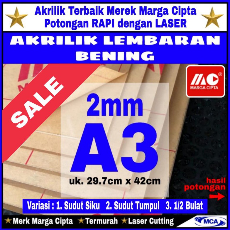 

KODE W32B AKRILIK lembaran 2mm A3 Akrilik bening Marga cipta Acrylic