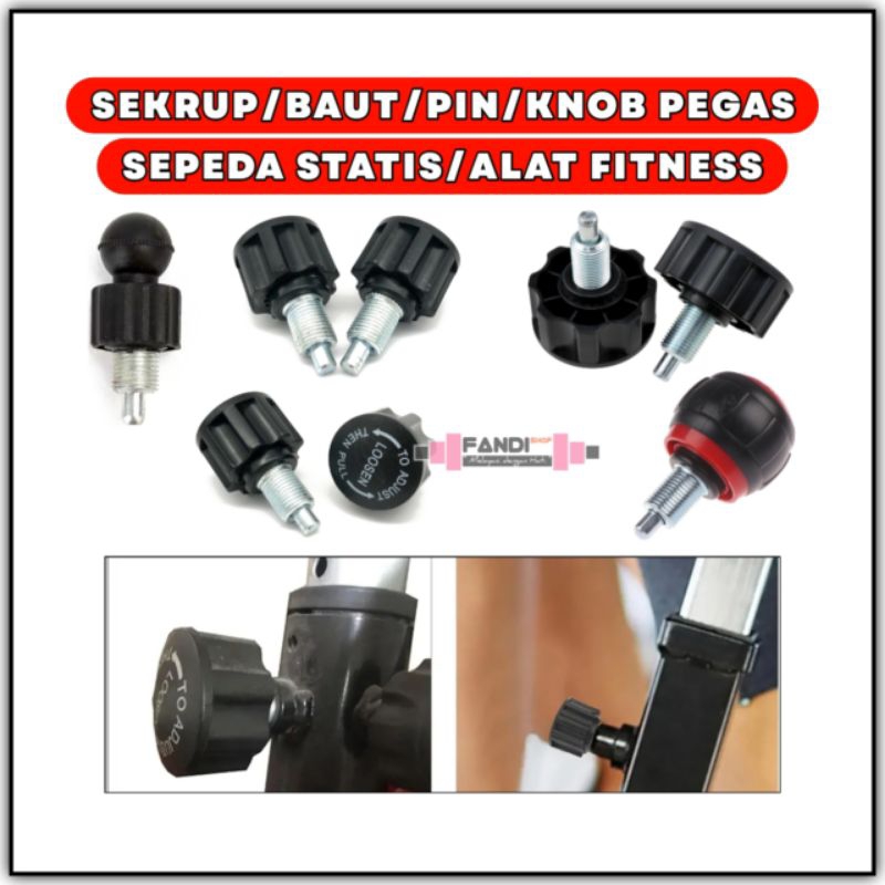Baut Sekrup Pin Knob Pegas Pengunci Sepeda Statis Sparepart Alat Fitness Gym