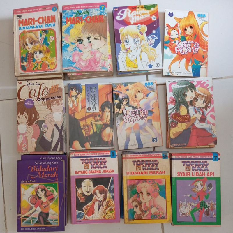 komik mari Chan series/topeng kaca series/love in cafe cappucino/rainbow miracle/let's play/hidamari