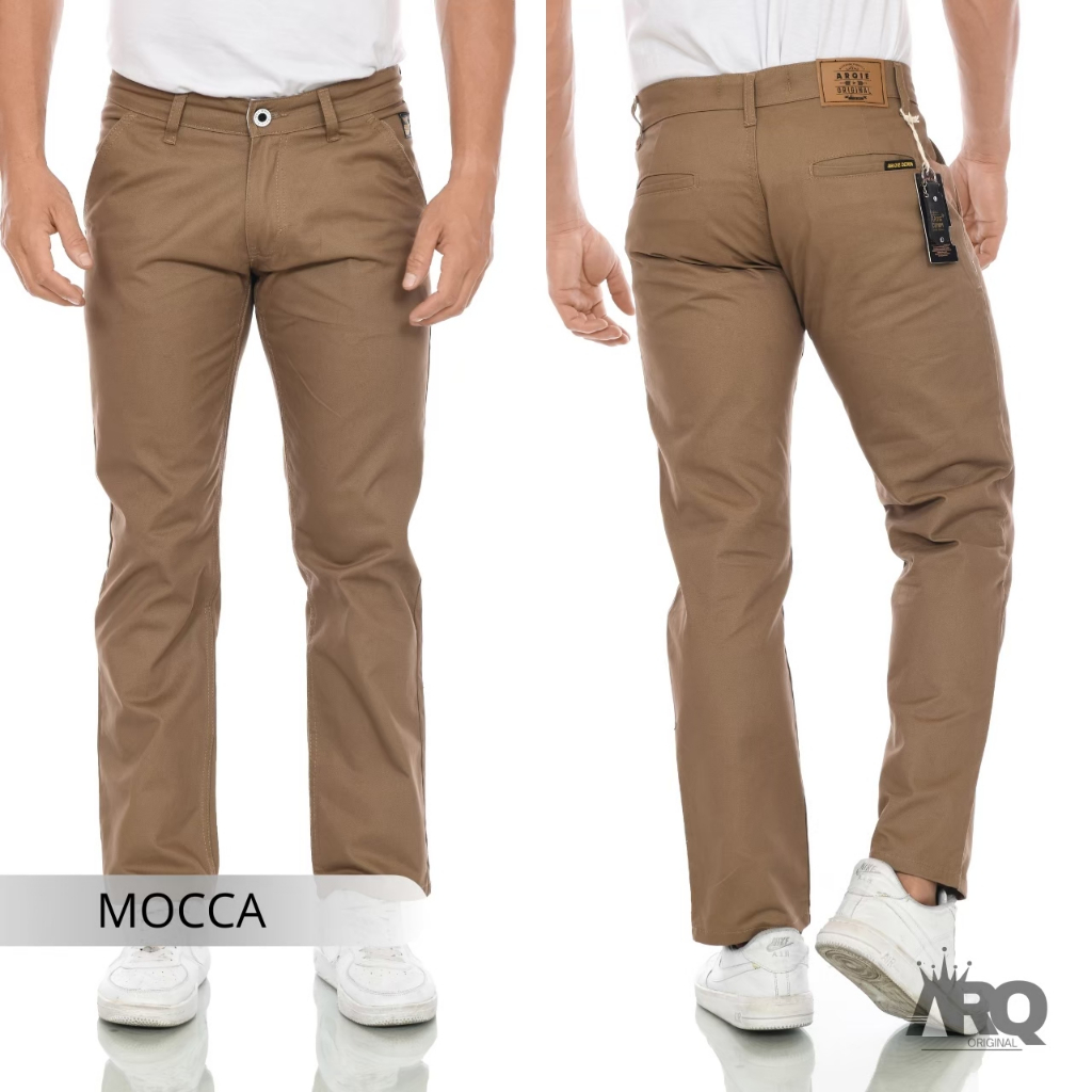 Celana chino standar arq celana chino kerja celana chino santai model standar warna mocca