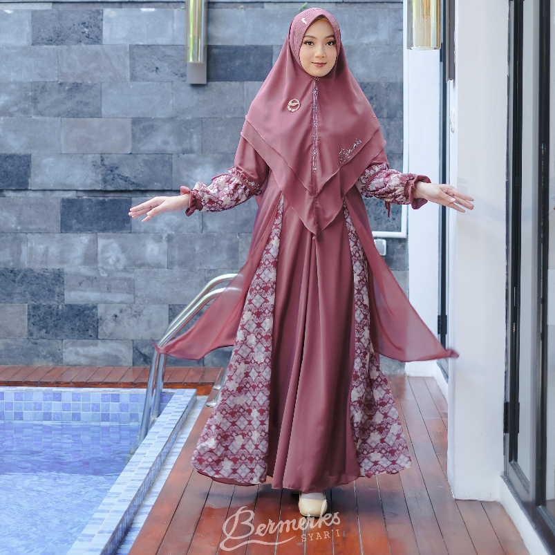 BERMERKS SYARI | MARWAH KEYSA Gamis Wanita Set Hijab Ceruty Babydoll Premium Terbaru All Size