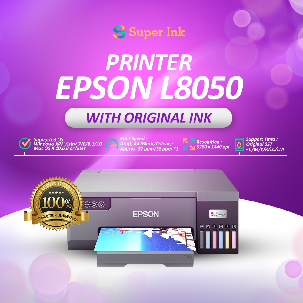 PRINTER EPSON L8050 ECOTANK Print + Wifi Original Garansi Resmi Tinta 057 Pengganti L805 Photo Print