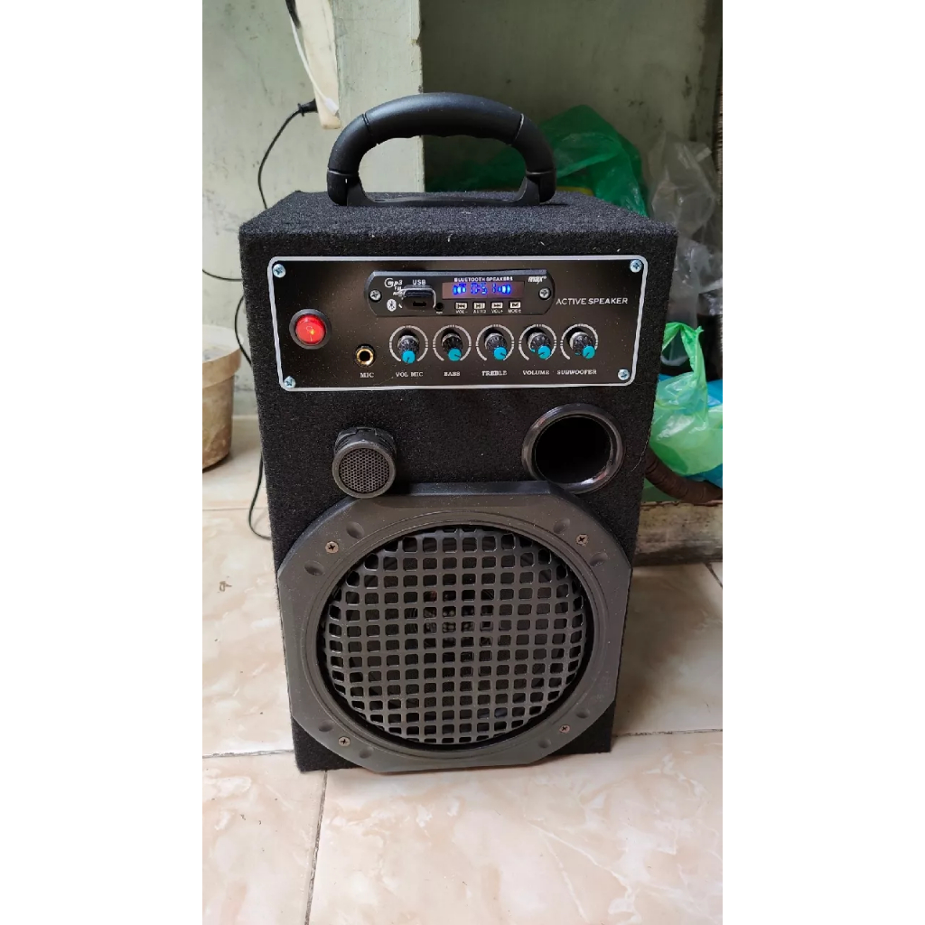 Speaker Aktif Bluetooth Super Bass Mic Rakitan 8 Inch Speaker Amplifier Ampli Subwoofer Mp3 Player B