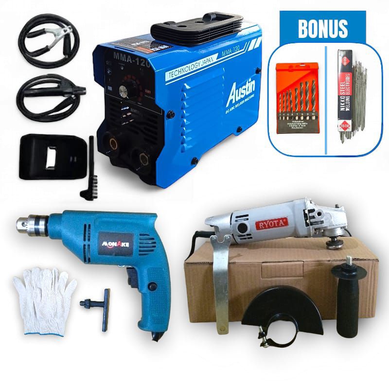 GRATIS ONGKIR PAKET MURAH Mesin Las Listrik 415 watt AUSTIN BONUS KAWAT LAS + Gerinda Tangan 4" RYOT