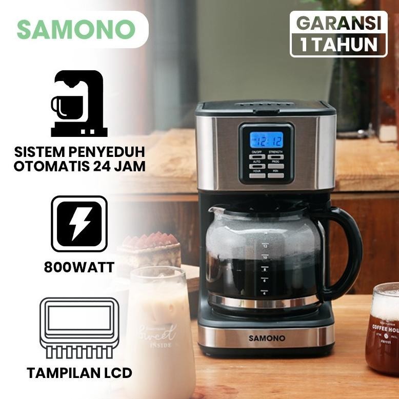 Samono Coffee Maker with LED (SW-CMEB18)/ Samono Mesin Kopi Otomatis LED Multifungsi - Black