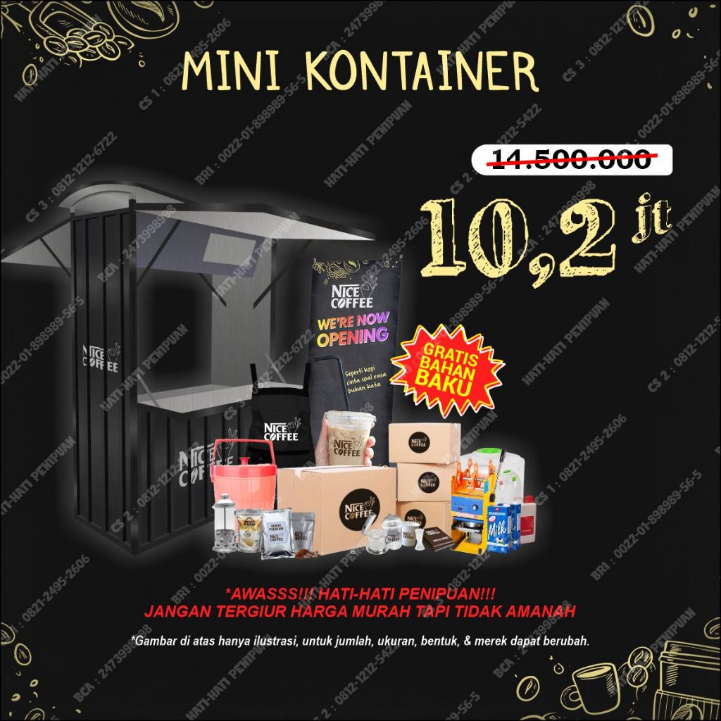 

PROMO Paket Usaha Minuman Kopi Terlengkap - Mini Kontainer