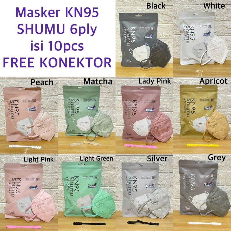 MASKER SHUMU KN95 6PLY EARLOOP FREE CONNECTOR ISI 10PC SEGEL PABRIK / PREMIUM KN95 MASK