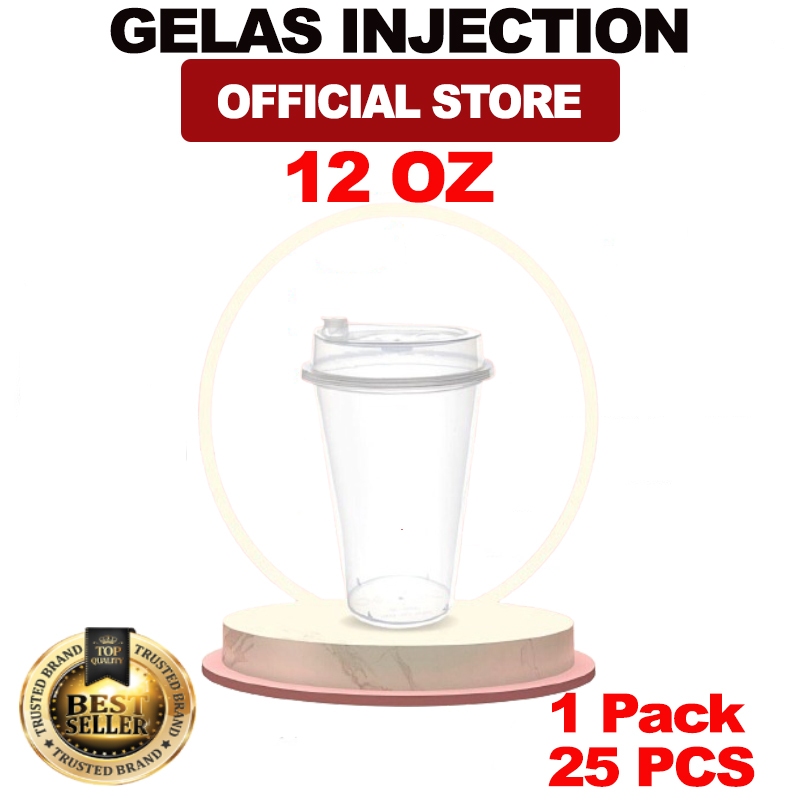 CUP PP INJECTION 12 Oz 400ml | gelas injection 12 oz TUTUP TERPISAH