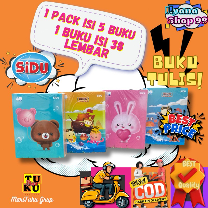 

Buku tulis sidu 38 lembar 1pack isi 5pcs