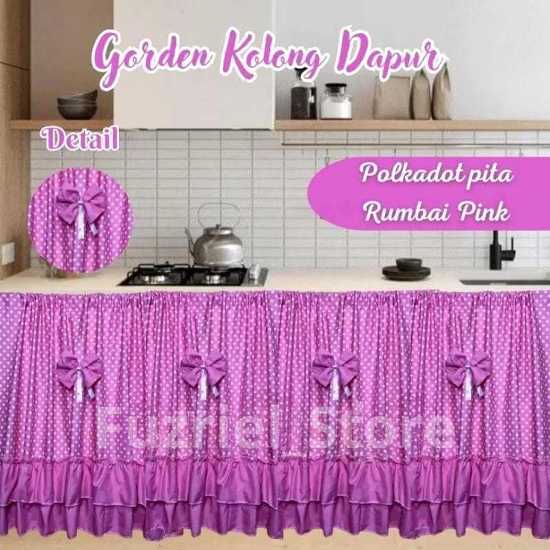 Gorden Kolong Dapur Polkadot Pita Rumbai