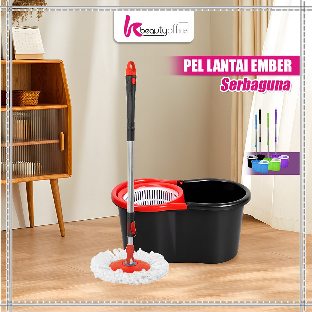 KB-C526 Alat Pel Lantai Dengan Ember Serbaguna / Pel Lantai Ultra Putar Praktis / Kain Pel Spin Mop 