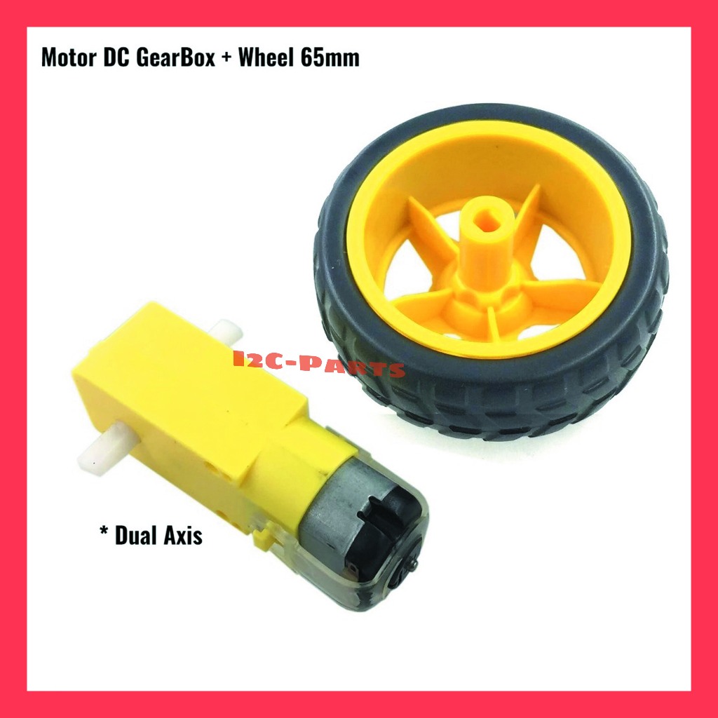 Motor DC Gearbox and Wheel 65mm Motor DC Gearbox dan Roda 65 mm