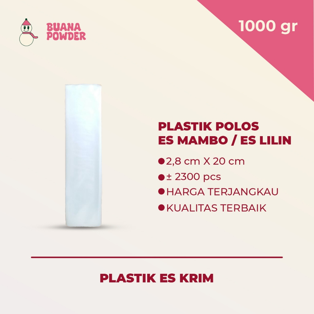 BUANAPOWDER - PLASTIK POLOS ES MAMBO / ES LILIN MAHKOTA / ES POTONG UKURAN 2,8 CM X 20 M