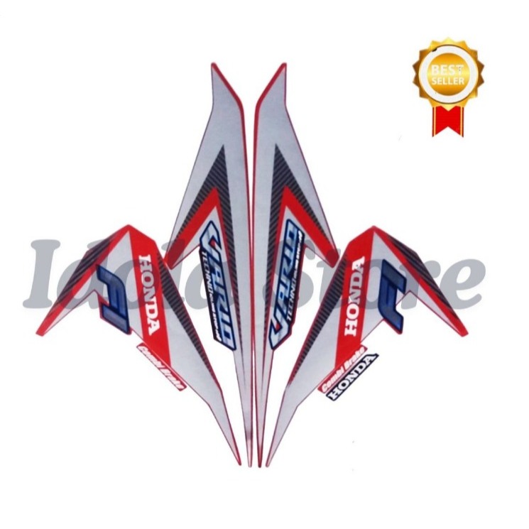 Stiker Striping Honda Vario Techno 125 2015 Putih Merah List Body Motor Vario Techno 2015