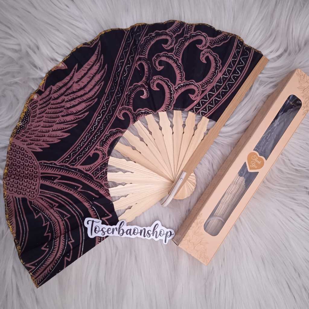 Souvenir Kipas Batik Kemasan Box Free Ucapan