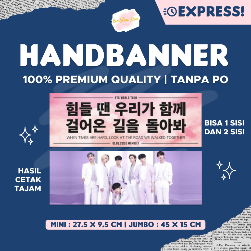 CETAK HAND BANNER / SLOGAN FREEBIES KPOP/ Handbanner Murah/ Mini flag kpop