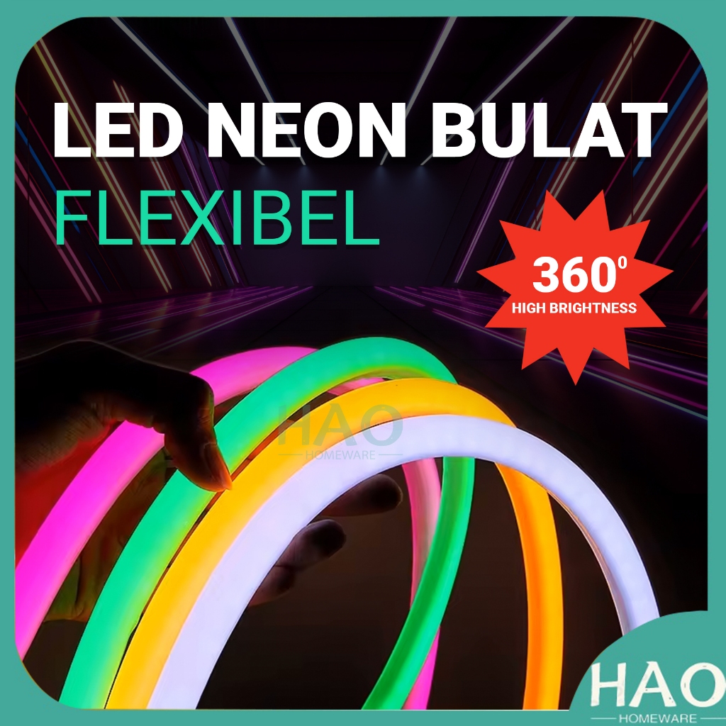 Ready (Per-Meter) Lampu Selang LED Neon Flex HLS-5268 Premium / 220 V 360 Derajat Bulat Waterproof /