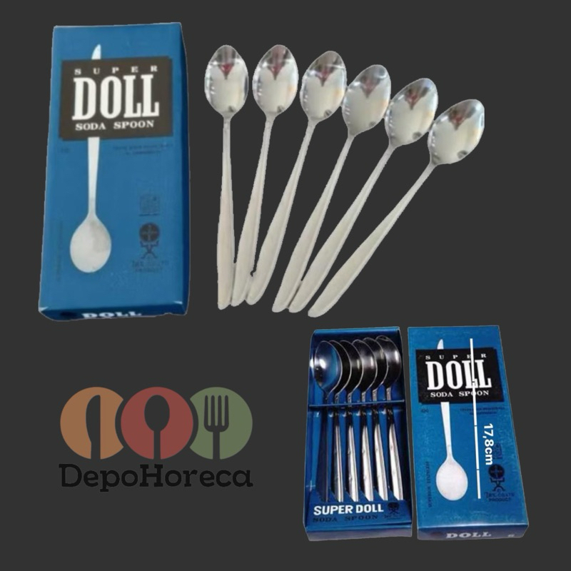 Super Doll Sendok Teh Panjang / Long Tea Spoon Stainless Steel (harga 1 dus isi 6 pcs)