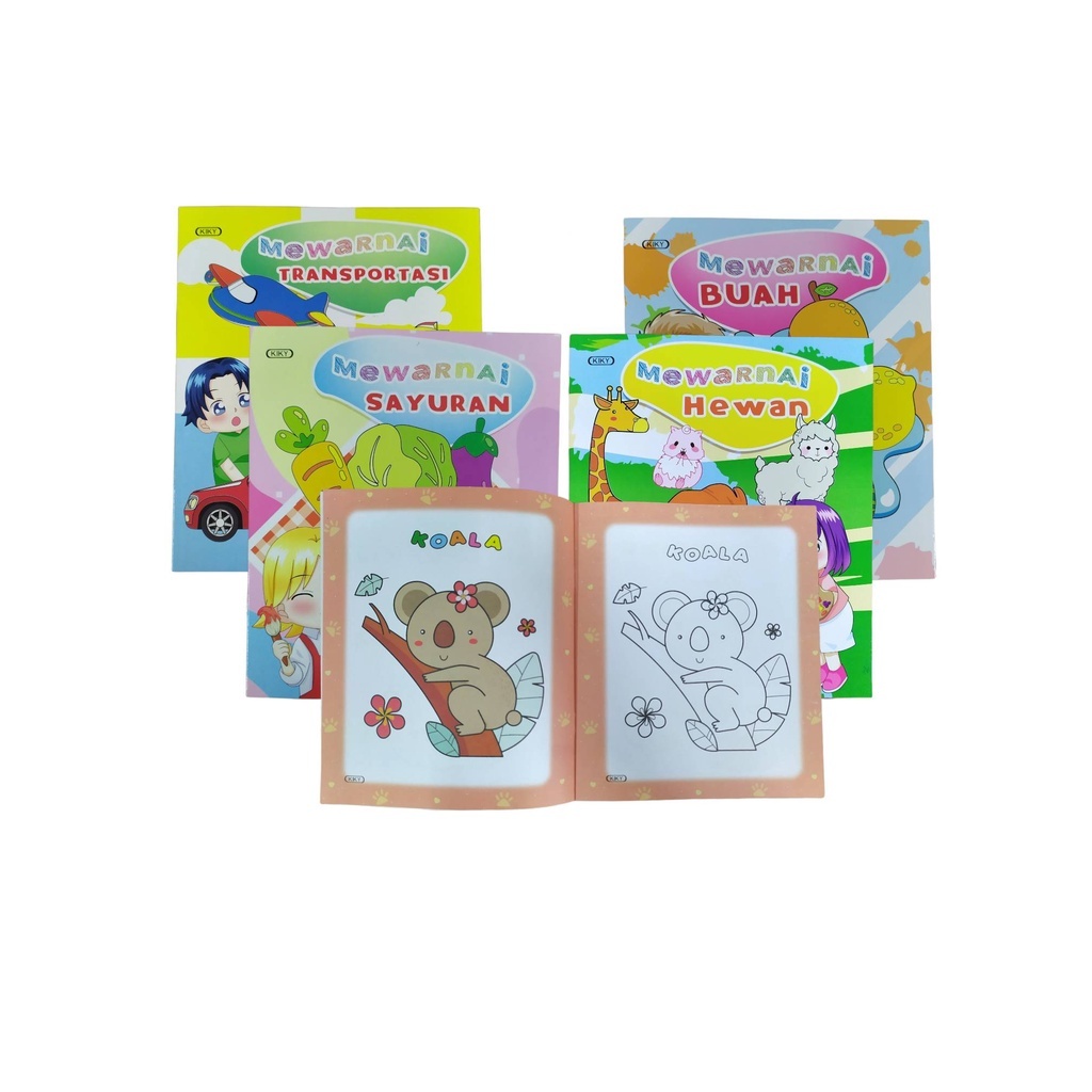 Buku Mewarnai Kiky Tanggung Motif Campur - Satuan - Drawing Book