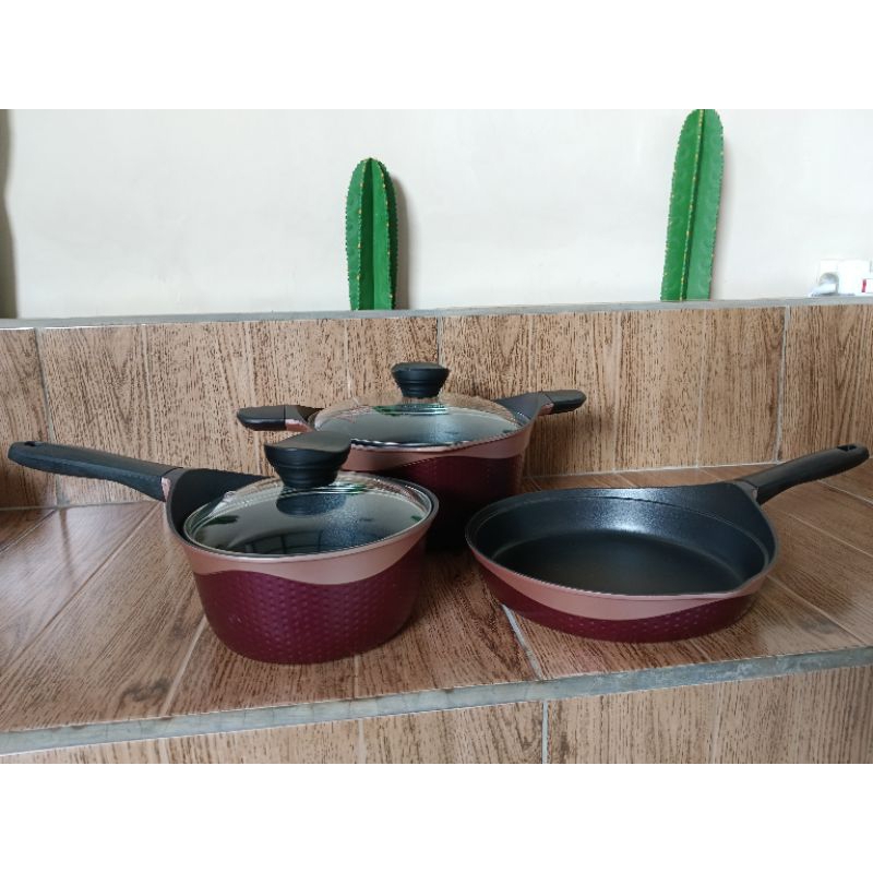 Panci CKA maroon Series Set anti lengket anti gores