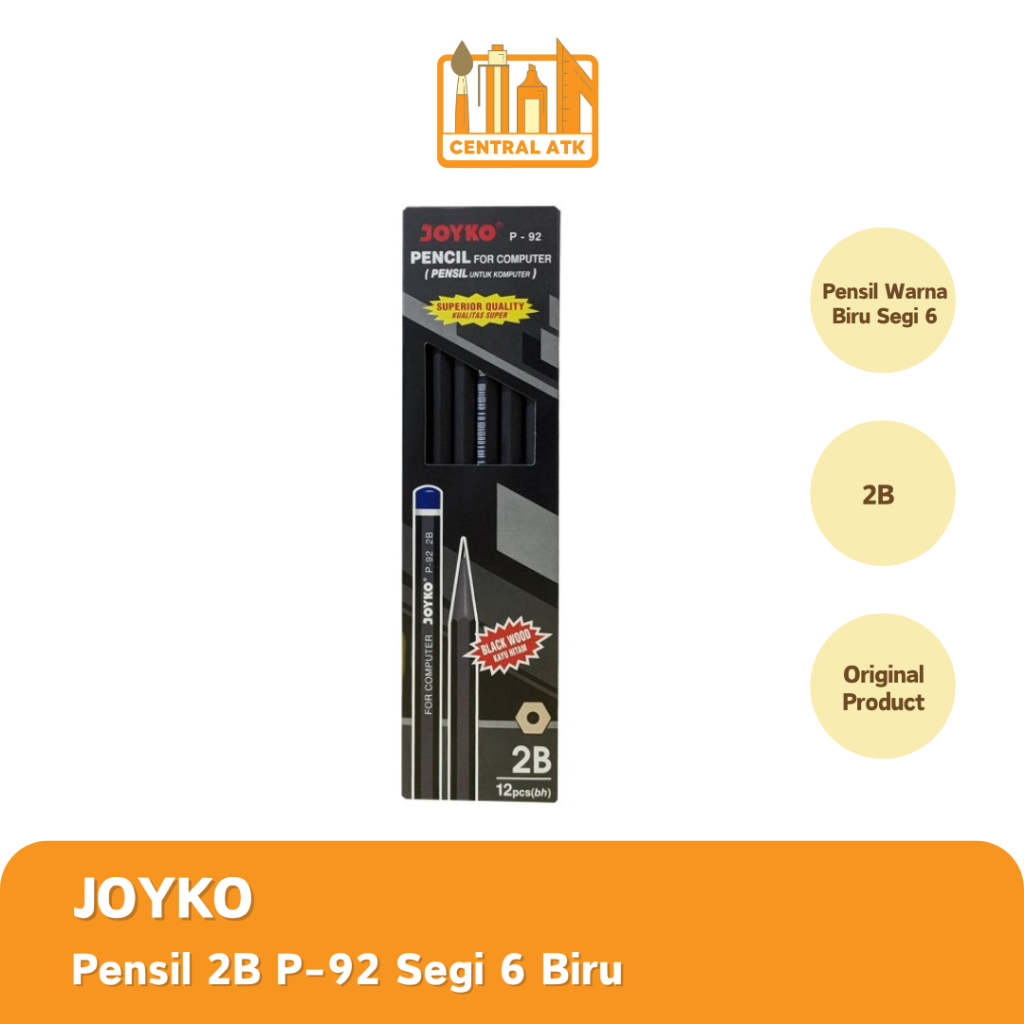 

PENCIL / PENSIL JOYKO 2B P-92 SEGI 6 BIRU (1 PACK)