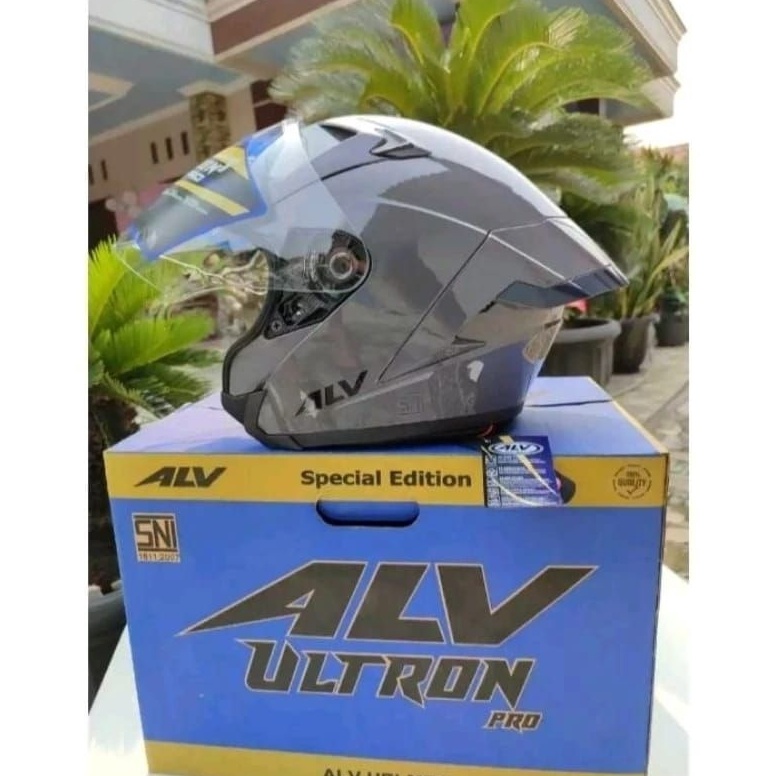 KODE Q19L HELM ALV ULTRON PRO PULL WARNA ORIGINAL VISOR BENING DAN SILVER