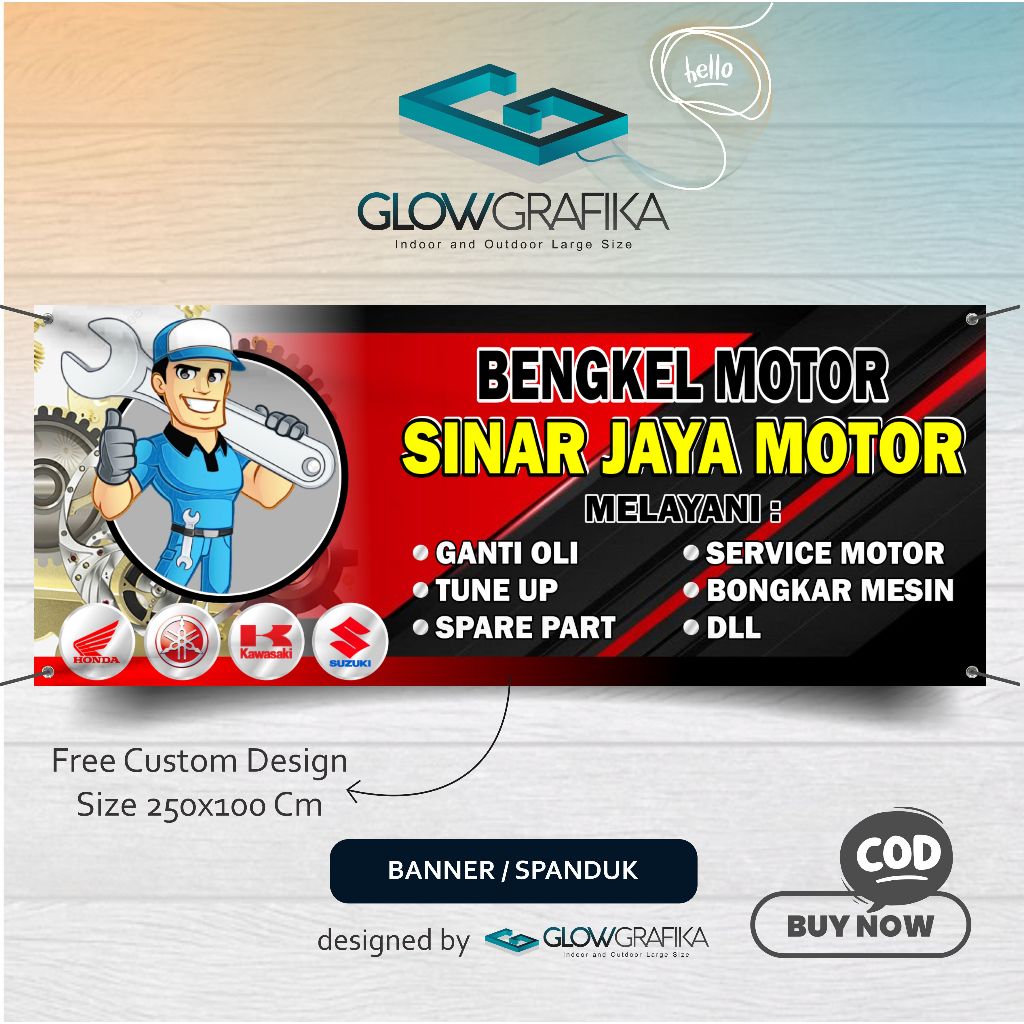 Cetak Spanduk Banner Bengkel Motor Custom