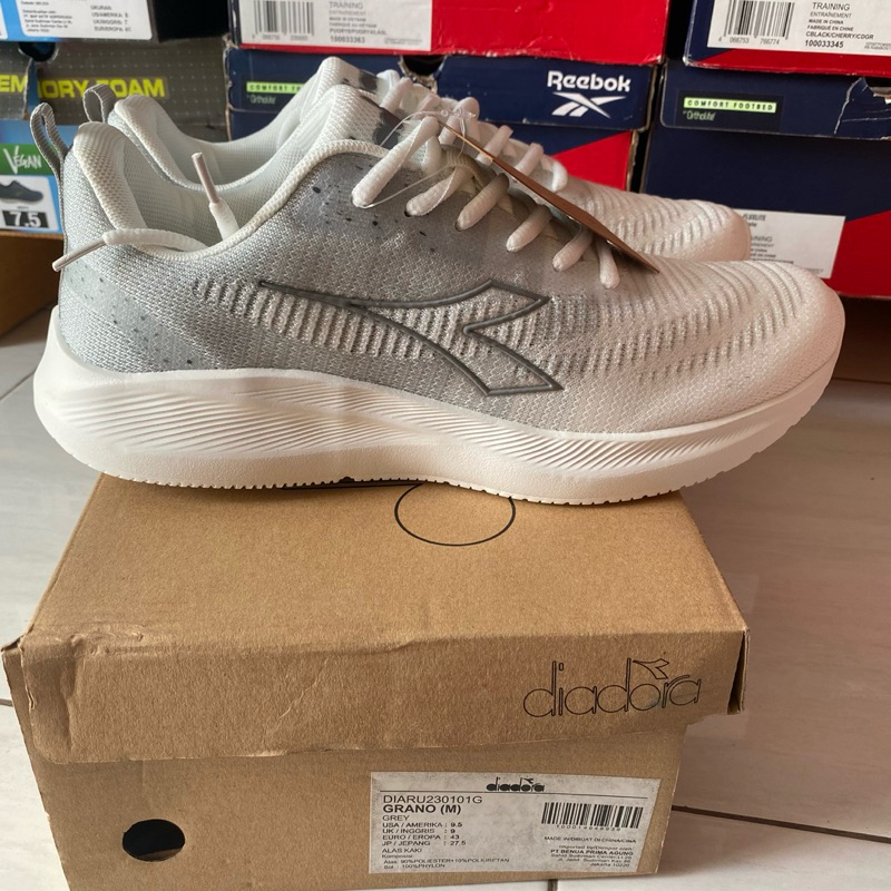 Sepatu Pria Diadora Grano Putih Abu Running Sneakers Original Store Terbaru