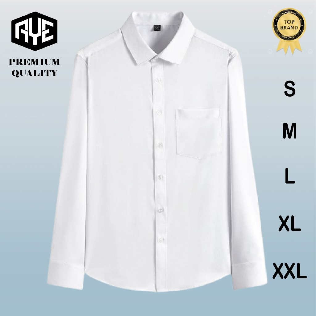 KEMEJA PRIA LENGAN PANJANG putih polos premium korean style
