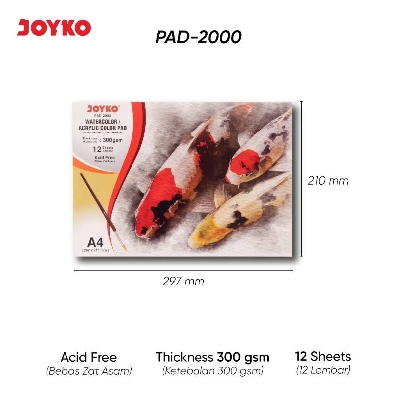 

Joyko Watercolour Book Pad Acrylic A5 A4 A3 PROFESSIONAL 300GSM / Buku Cat Air Akrilik Poster Gambar