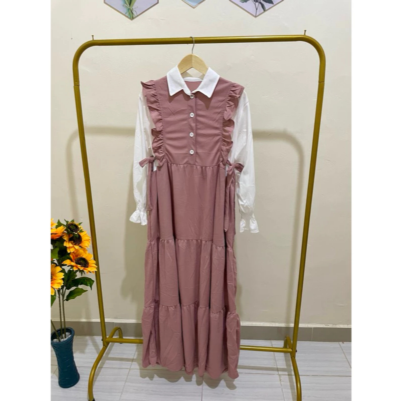 Gamis katun toyobo polos basic baju muslim wanita remaja terbaru