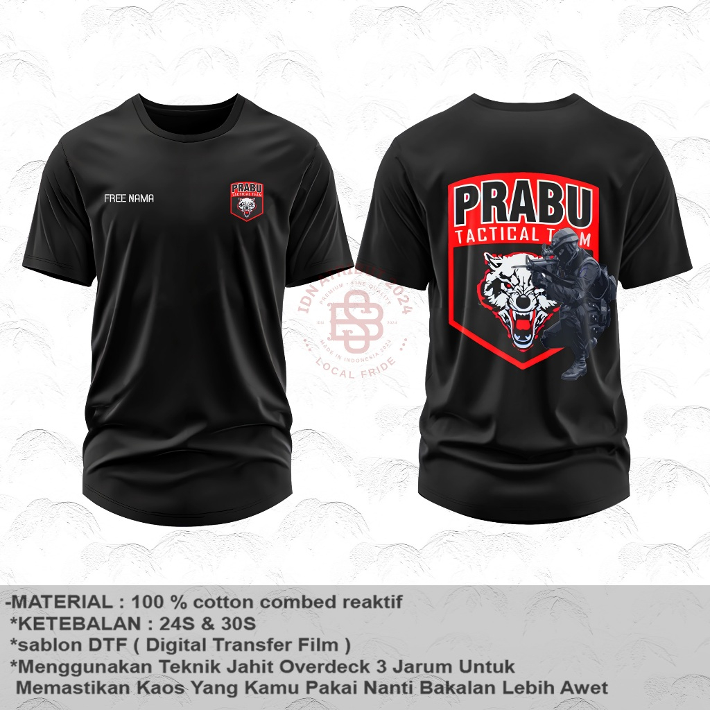Kaos Baju T-shirt Team Prabu Tactical 86 Lengan Pendek - IDN ATRIBUT 2024