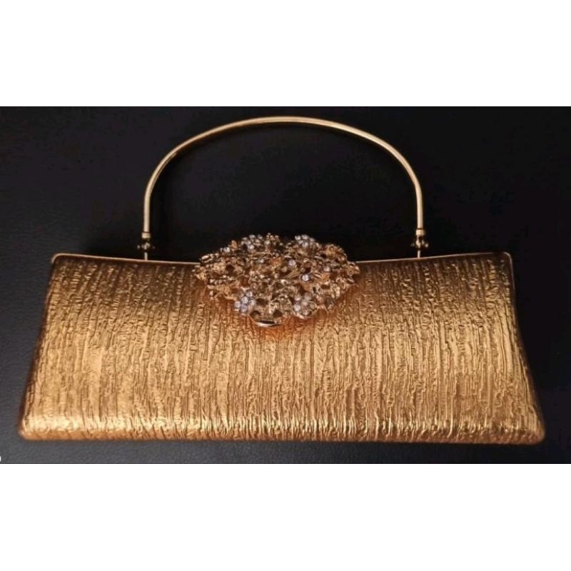 tas dompet wanita pesta mewah warna gold