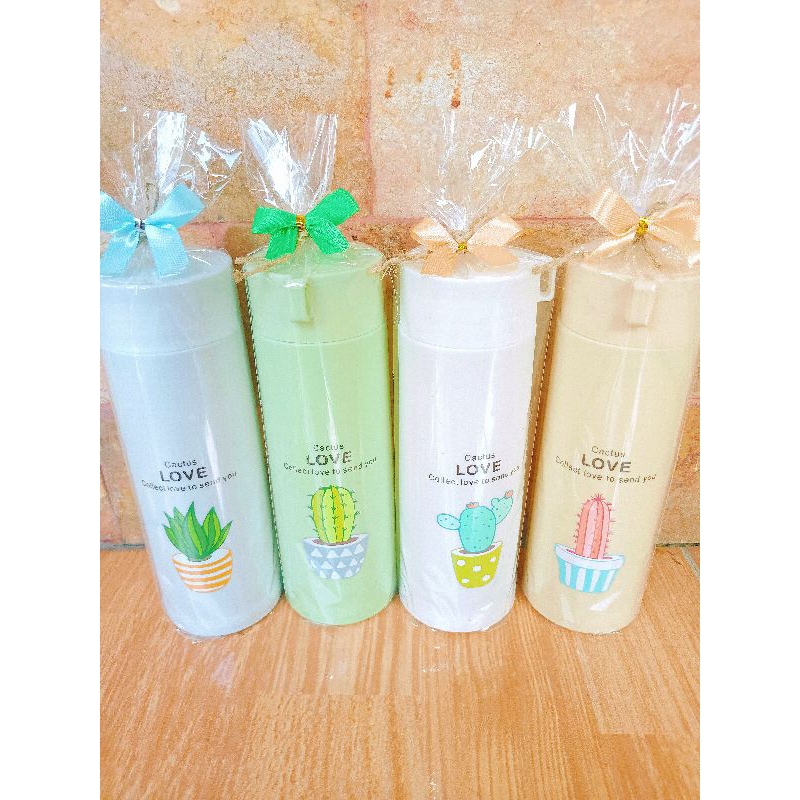 Botol Kaktus Kemas Plastik Pita / Botol Kaktus / Tumbler Kaktus / Botol Minum / Botol Lucu / Souveni