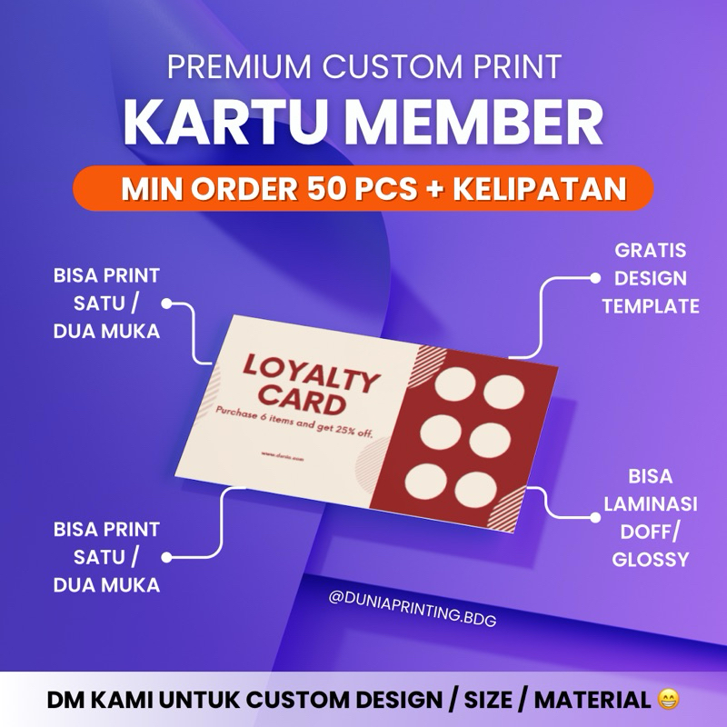 

[EXPRESS] Cetak Kartu Member / Loyalty Card Murah | Custom | 1 Sisi / 2 Sisi | Premium Quality