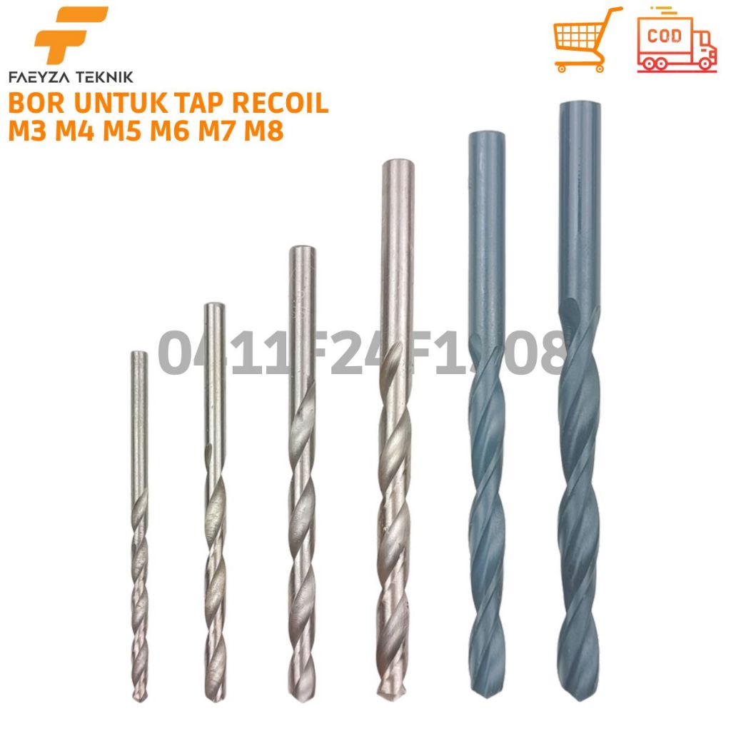 Mata Bor Untuk Tap Recoil M3 M4 M5 M6 M7 M8 HSS Twist Drill Bukan Nachi